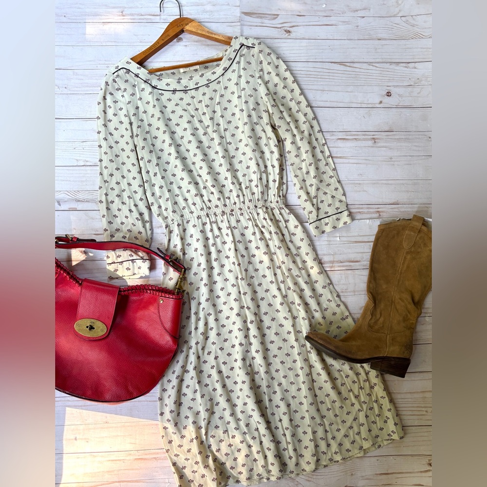 ba&sh Cream Midi Dress with Small Floral Print